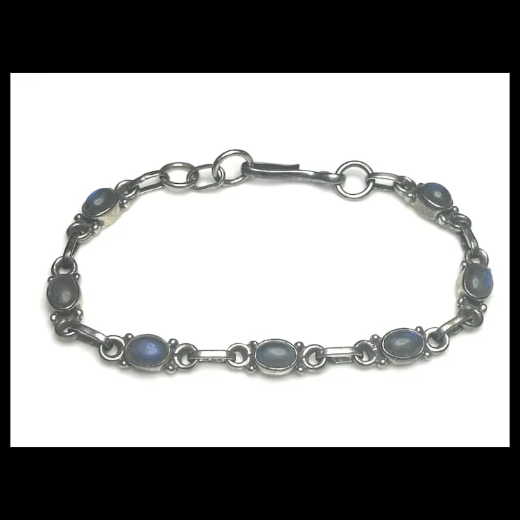 Estate Sterling Silver and Stone Bracelet - 2