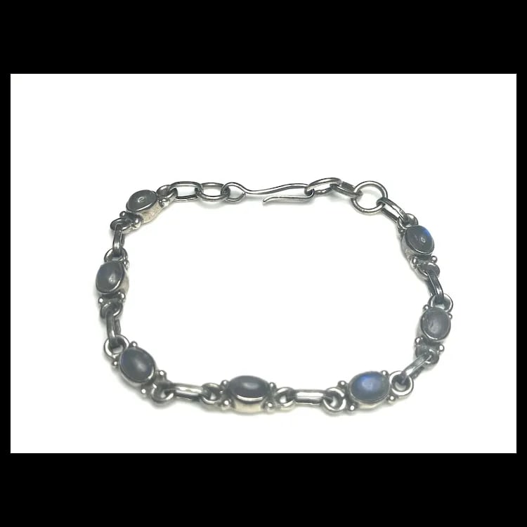 Estate Sterling Silver and Stone Bracelet - 3