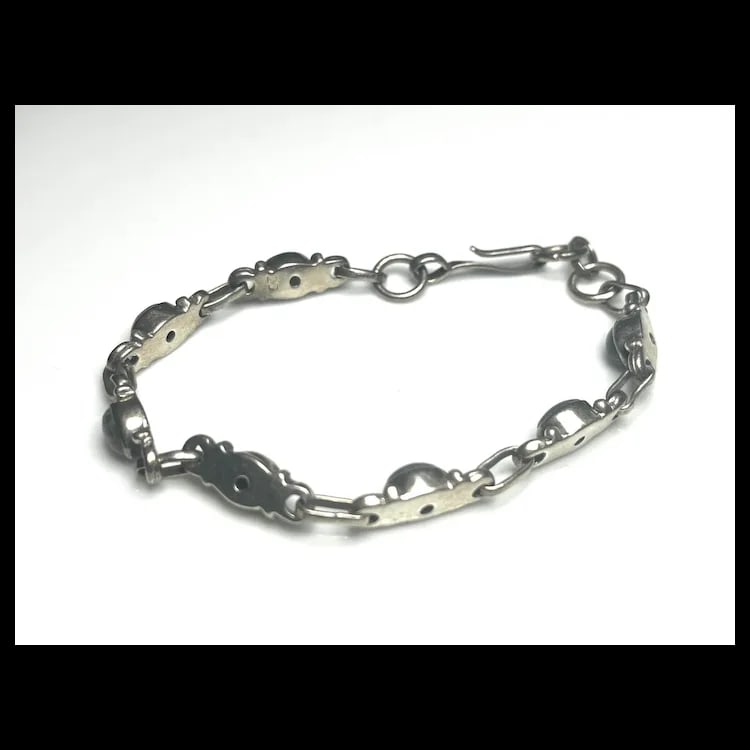 Estate Sterling Silver and Stone Bracelet - 4