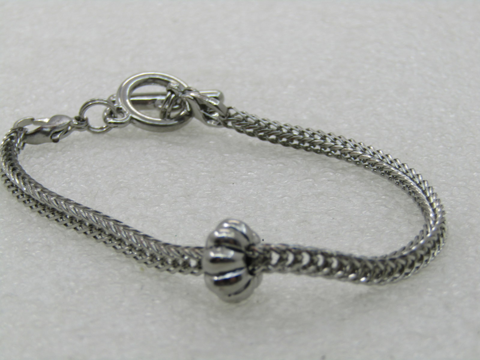 Vintage Wheat Link Toggle Bracelet, 7.5" Silver Tone - 3