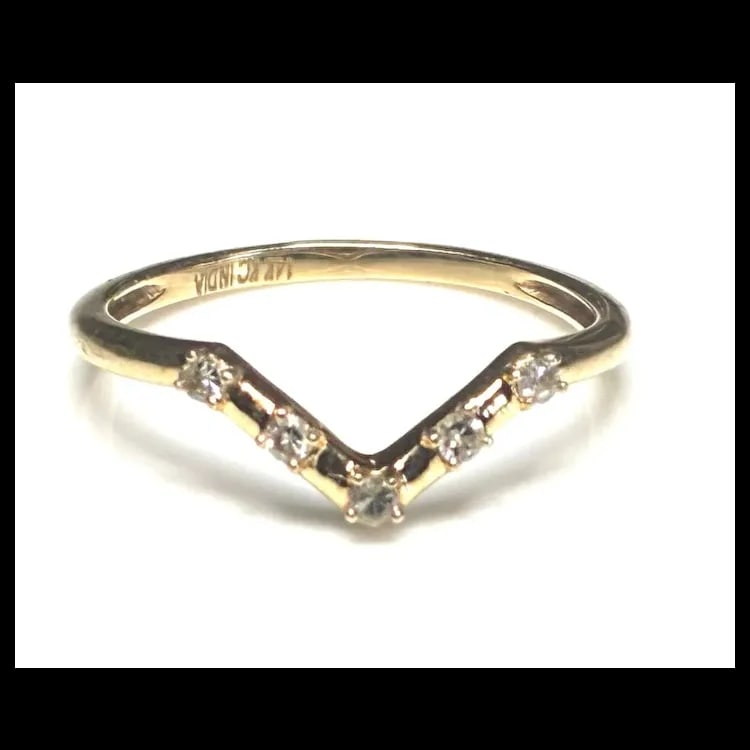 Estate 14K Gold Chevron Diamond Band Ring - 3