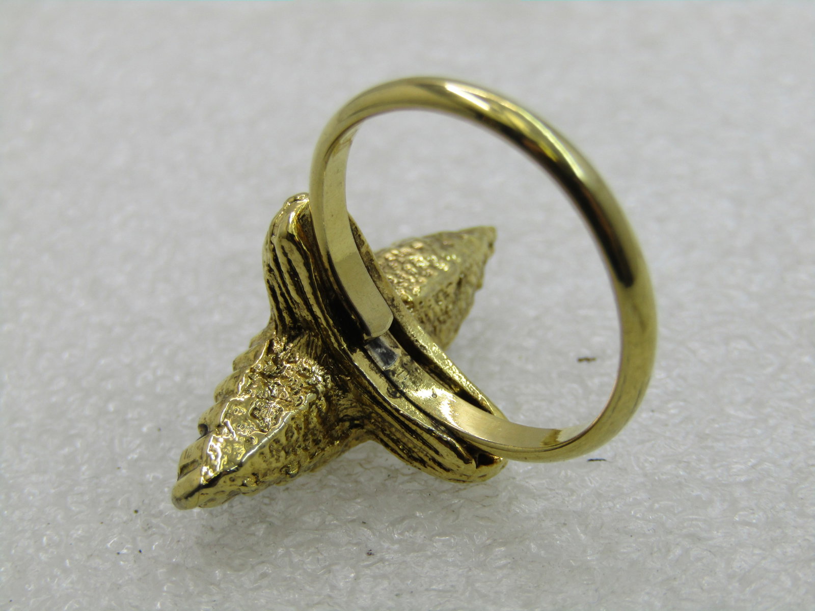 Vintage Vogue Signed Black Stone Pointed Ring, Adjustable - 6