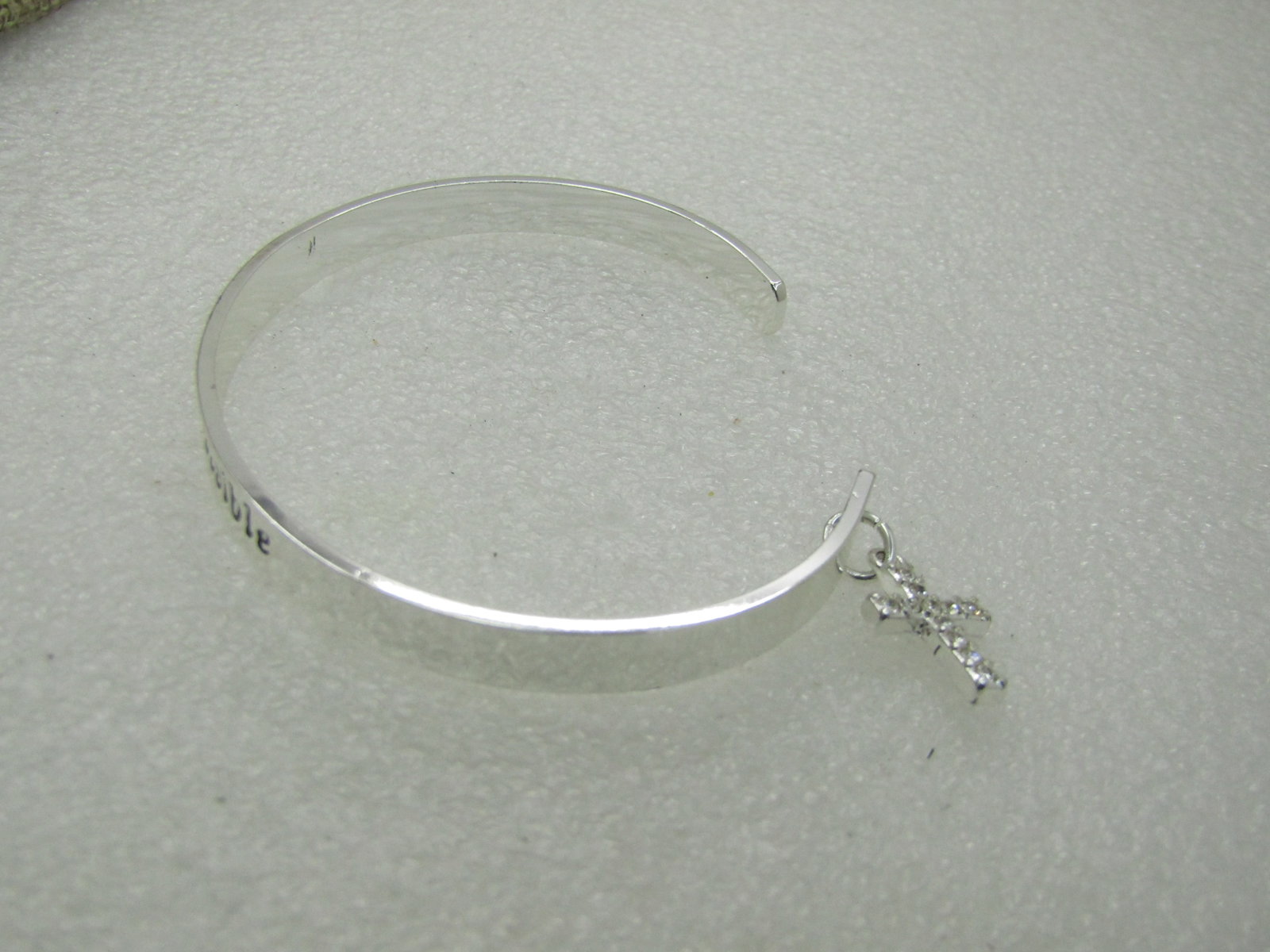 Avon My Truth Charm Cuff Bracelet, Rhinestone Cross Anything is Possible, 7" - 2