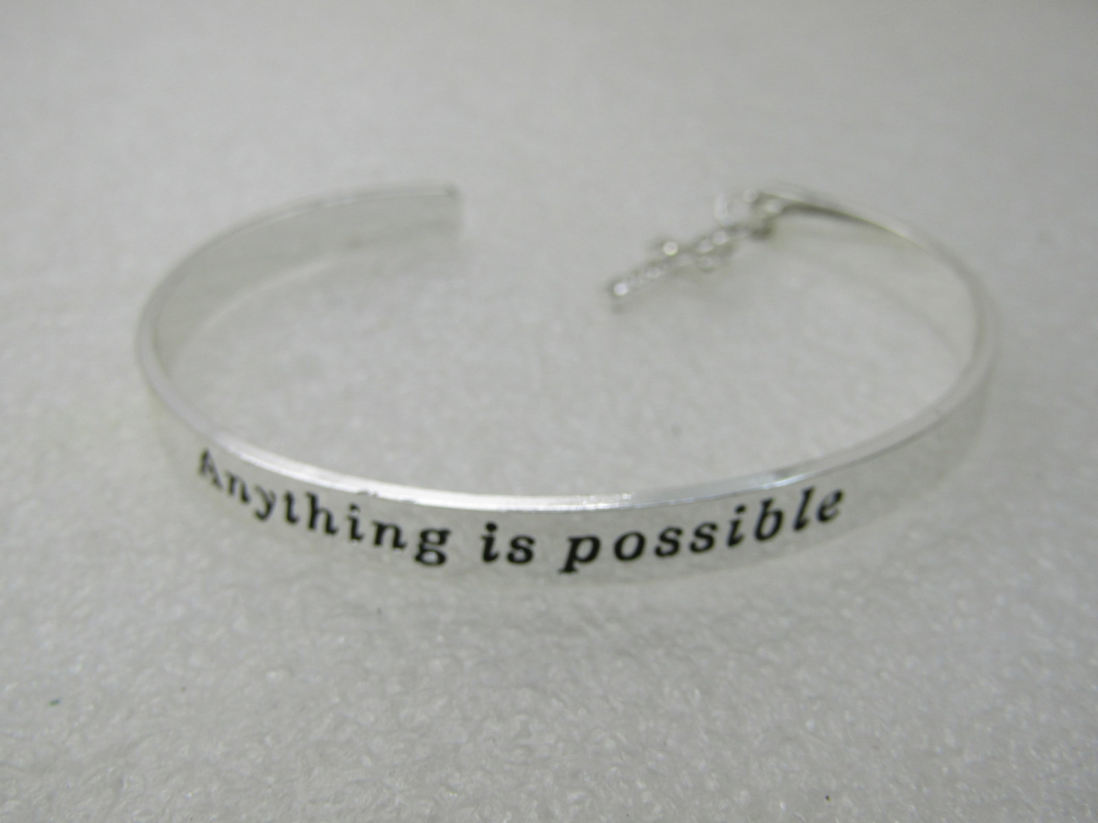 Avon My Truth Charm Cuff Bracelet, Rhinestone Cross Anything is Possible, 7" - 3