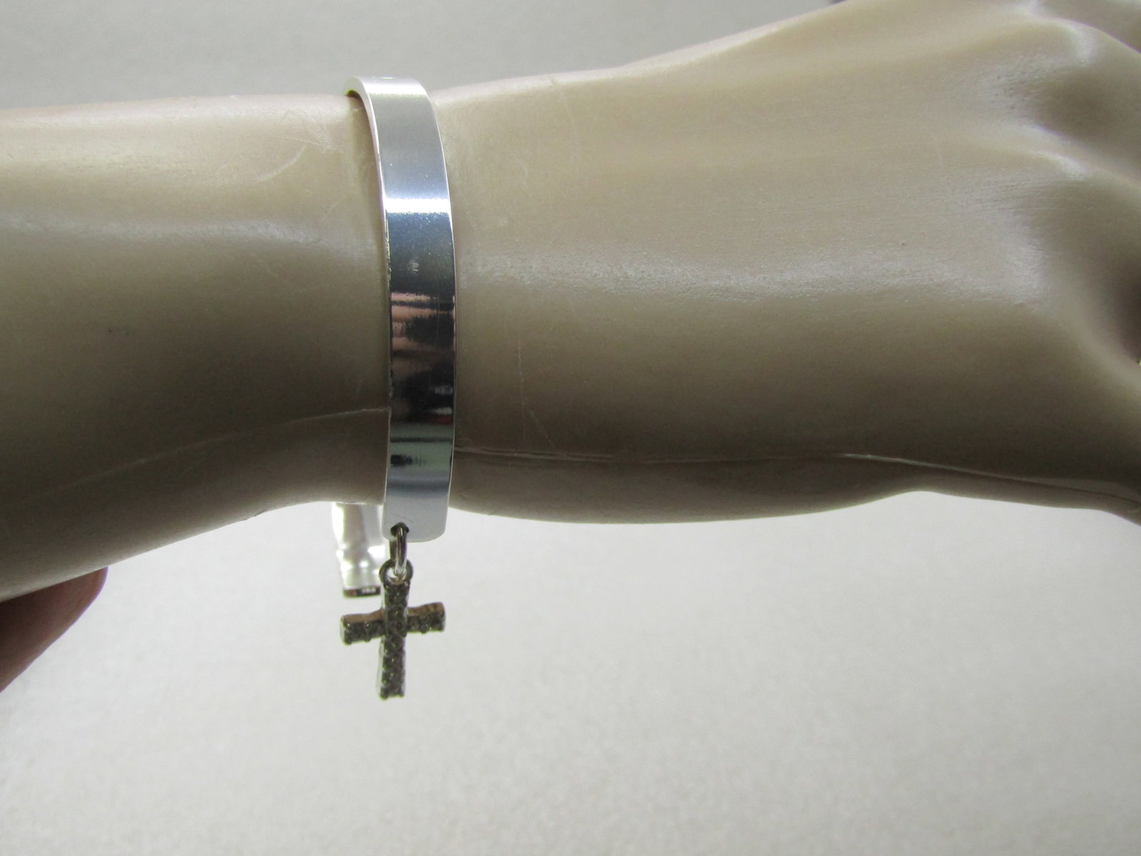 Avon My Truth Charm Cuff Bracelet, Rhinestone Cross Anything is Possible, 7" - 4