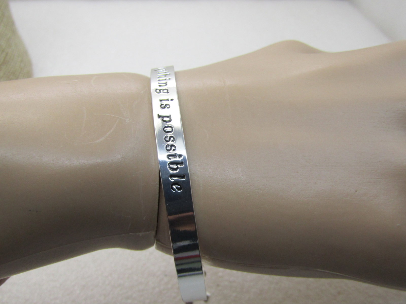 Avon My Truth Charm Cuff Bracelet, Rhinestone Cross Anything is Possible, 7" - 5