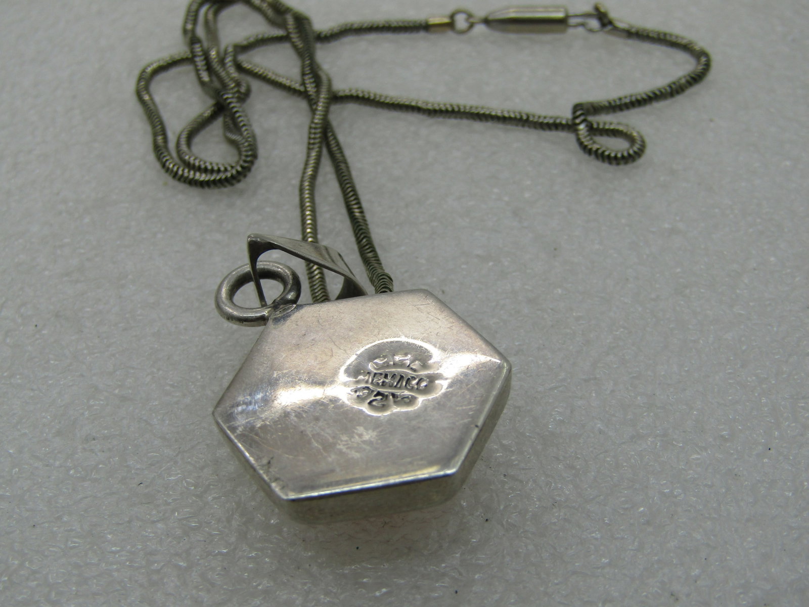 Sterling Silver Southwestern Necklace, 18.5", Simulated Pink Agate - 8
