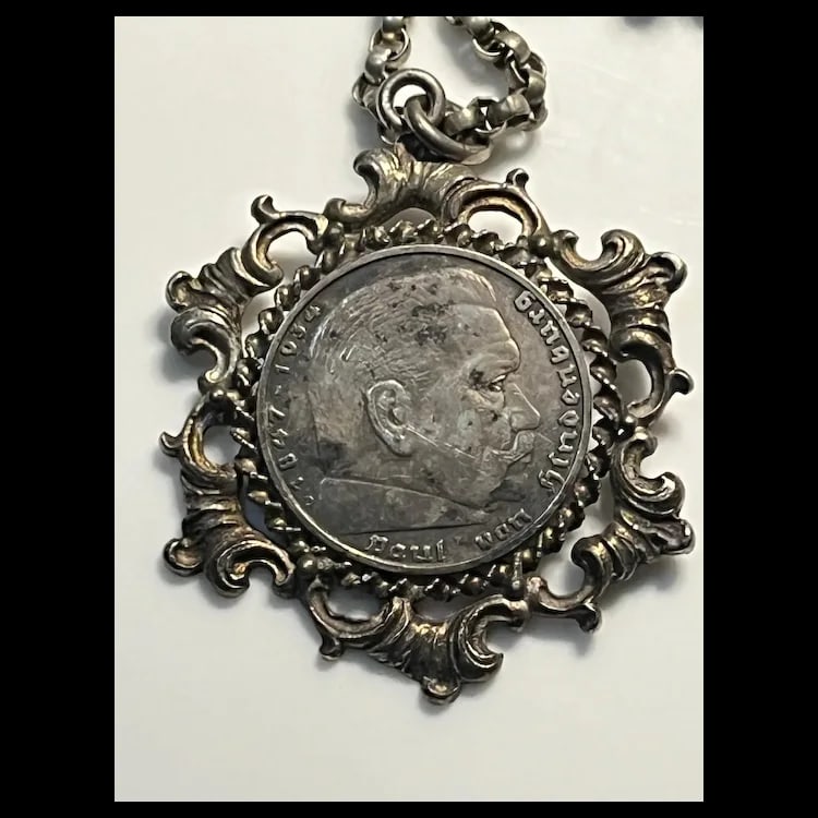 Custom Antique German Ritual Relic Sterling Silver Coin Medalian Necklace/Belt - 6