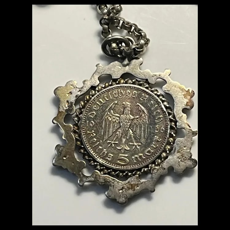Custom Antique German Ritual Relic Sterling Silver Coin Medalian Necklace/Belt - 7