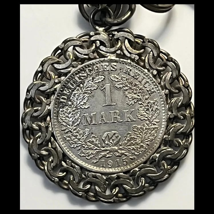 Custom Antique German Ritual Relic Sterling Silver Coin Medalian Necklace/Belt - 8