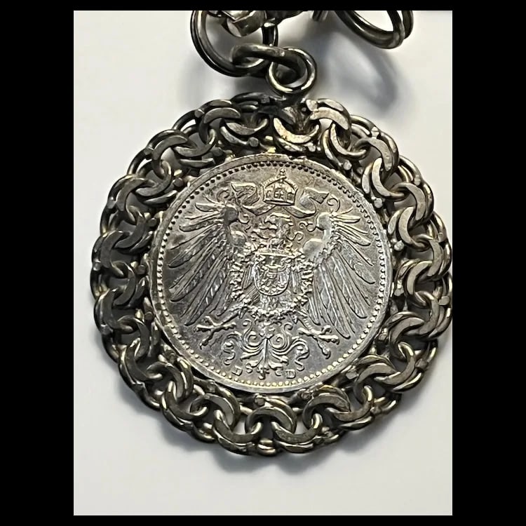 Custom Antique German Ritual Relic Sterling Silver Coin Medalian Necklace/Belt - 9