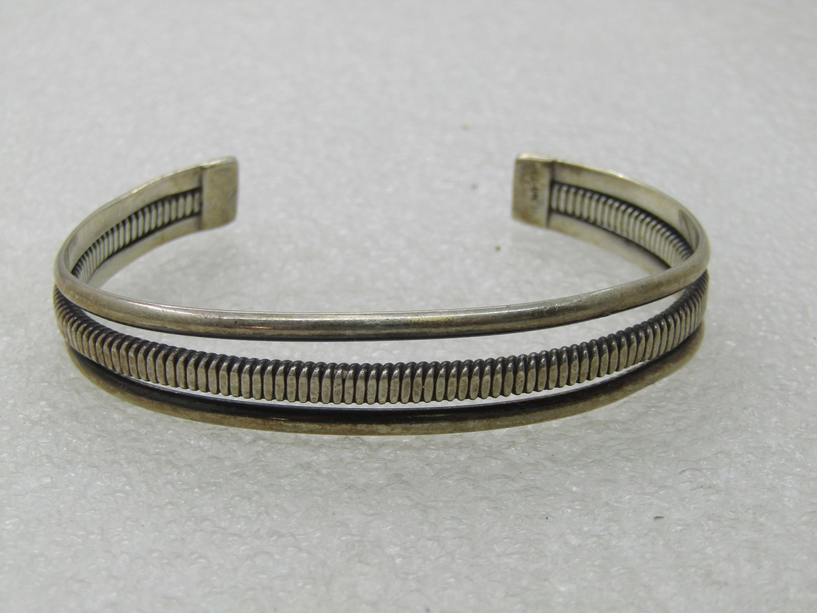 Vintage Sterling Southwestern Cuff Bracelet, three Bands, 6.25 - 2