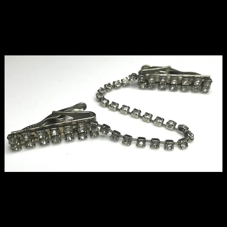 Vintage Art Deco Paste/Rhinestone Collar Clip - 4