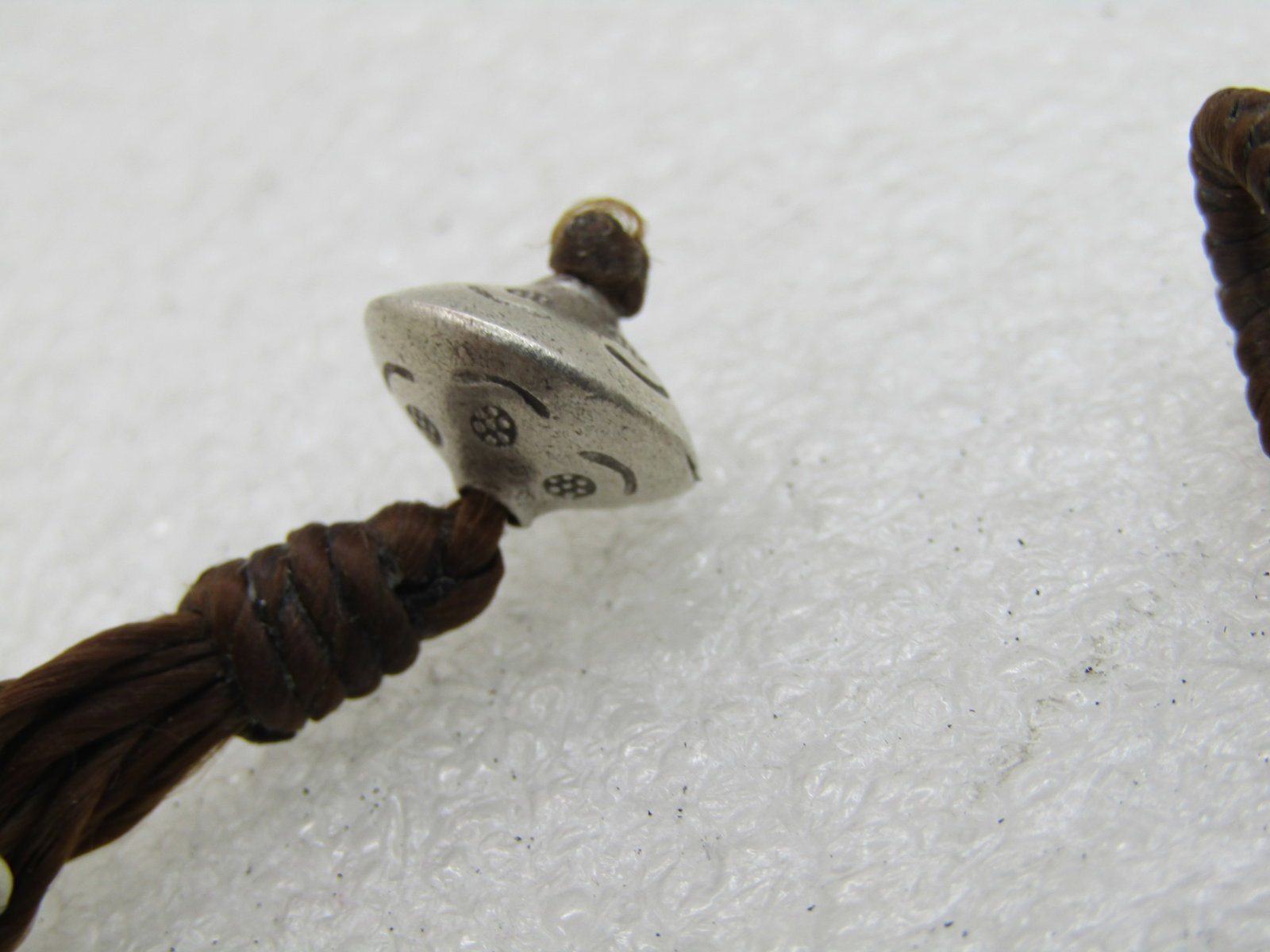 Vintage Brown Multi-Cord Beaded Bracelet, Tribal, Boho, 8", Loop Clasp - 3