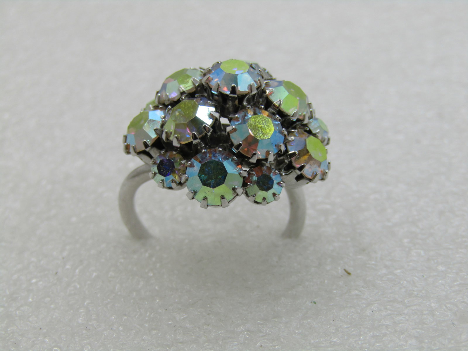 Vintage Sarah Coventry Aurora Borealis Rhinestone Ring, Adjustable, - 5