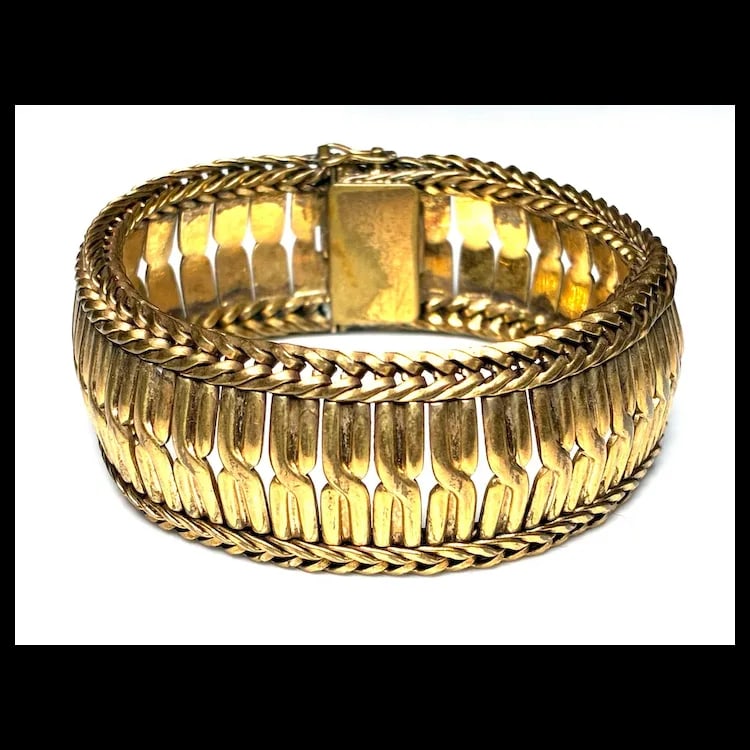 Vintage Oro Enchapado Fancy Link Gold Fill Bracelet - 2