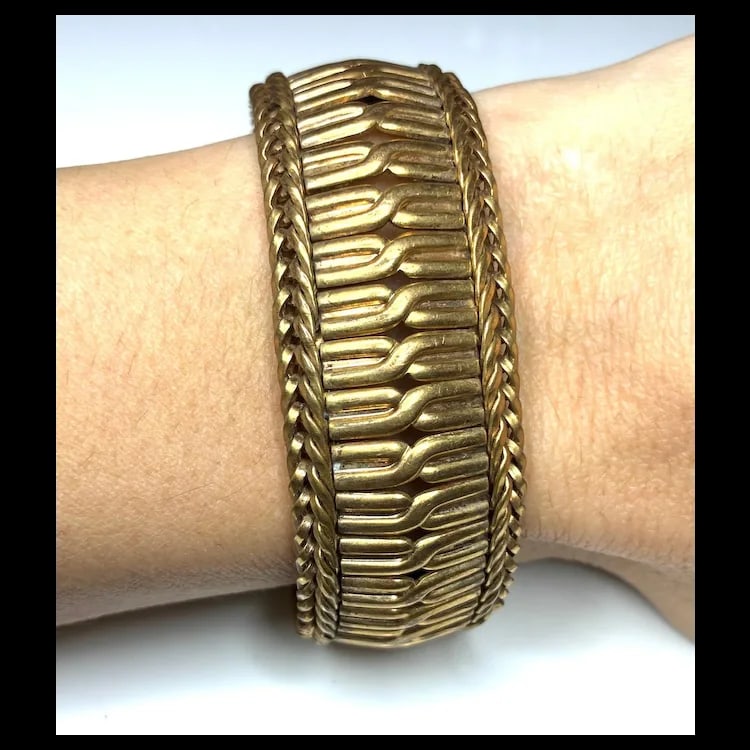 Vintage Oro Enchapado Fancy Link Gold Fill Bracelet - 7