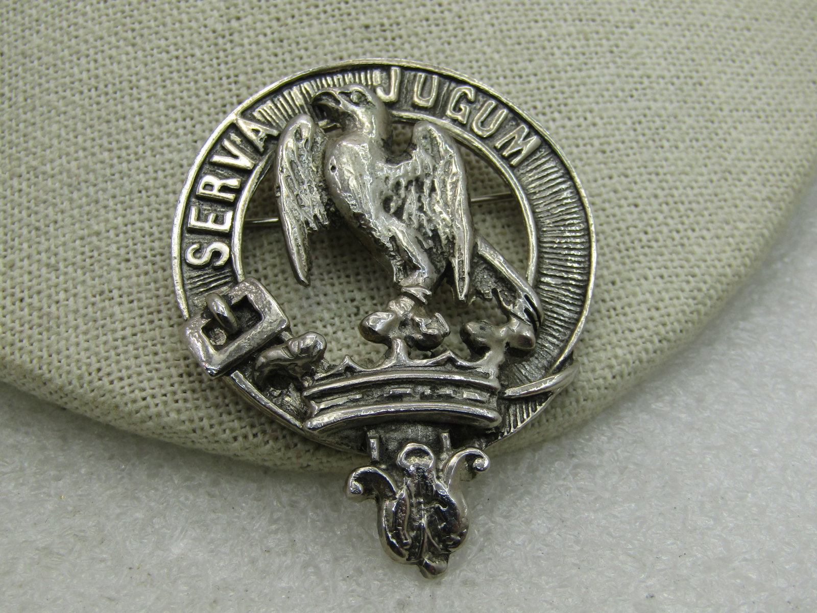 Vintage Scottish Serva Jugum Clan Brooch, Kilt Pin, "My Word" - 3