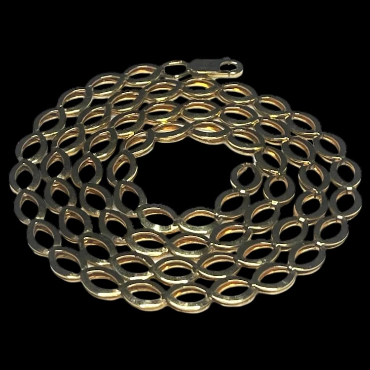 Estate Sterling Silver Gold Plated Fancy Link Chain Necklace: Title: Estate Sterling Silver Gold Plated Fancy Link Chain Necklace Description: Estate Sterling Silver Gold Plated Fancy Link Chain Necklace Date/Period: Estate Materials: Hallmarked 925, Heavy Gold 
