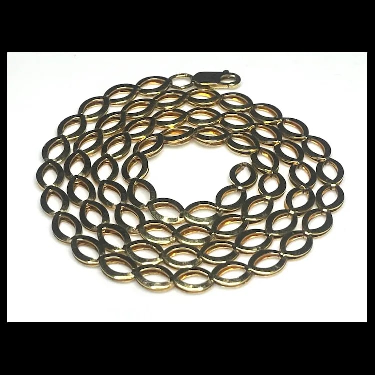 Estate Sterling Silver Gold Plated Fancy Link Chain Necklace - 2