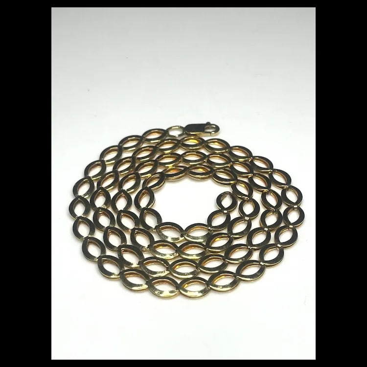 Estate Sterling Silver Gold Plated Fancy Link Chain Necklace - 6