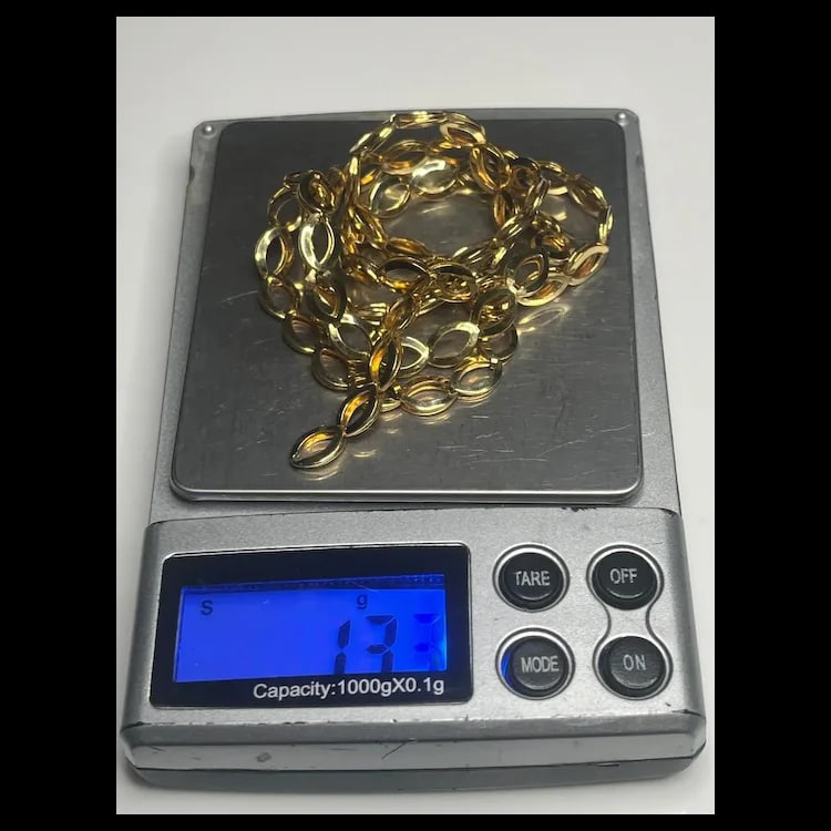 Estate Sterling Silver Gold Plated Fancy Link Chain Necklace - 7