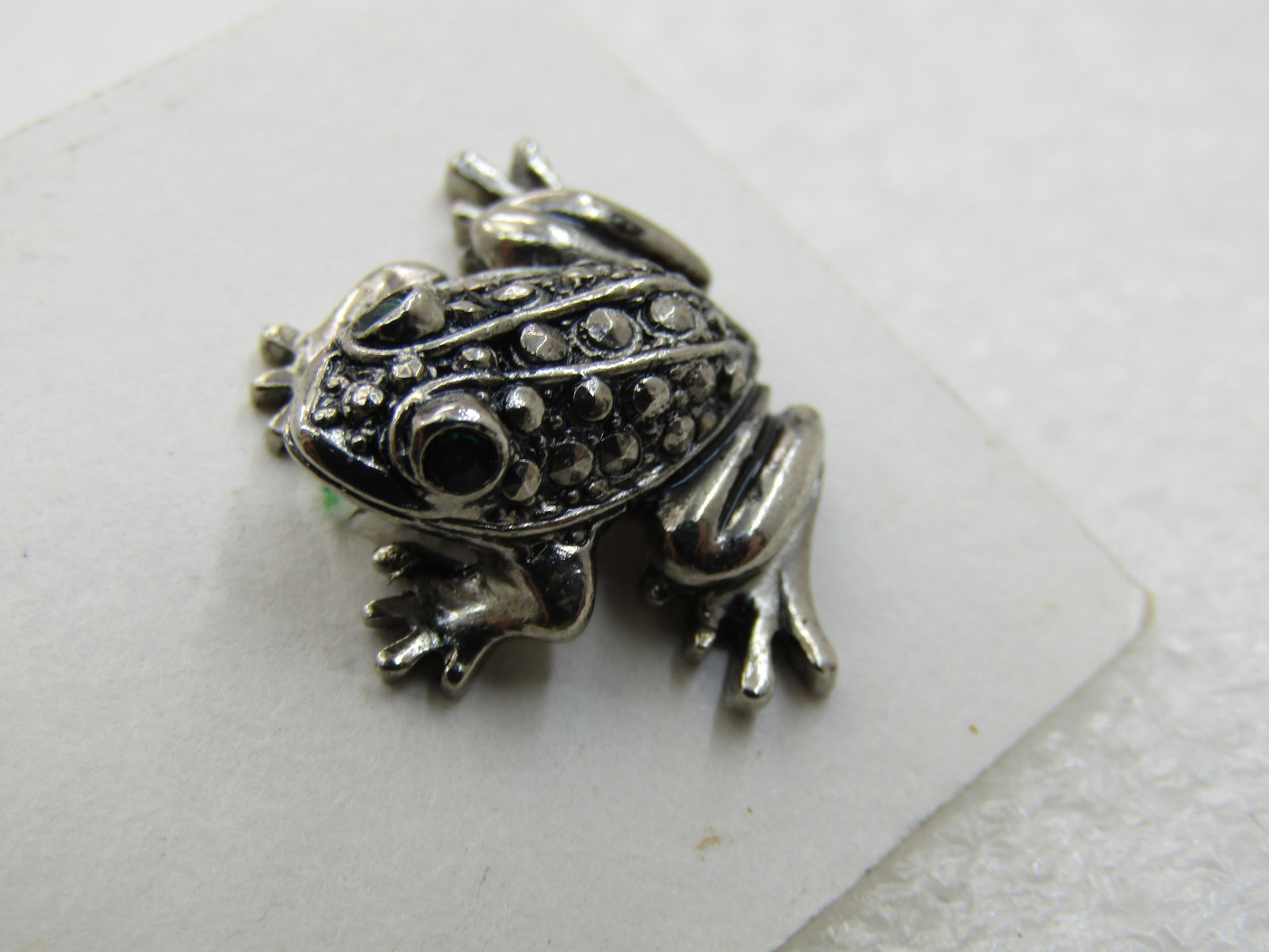 Vintage Avon Faux Marcasite Frog Tack Pin, Silver Tone .75" - 2