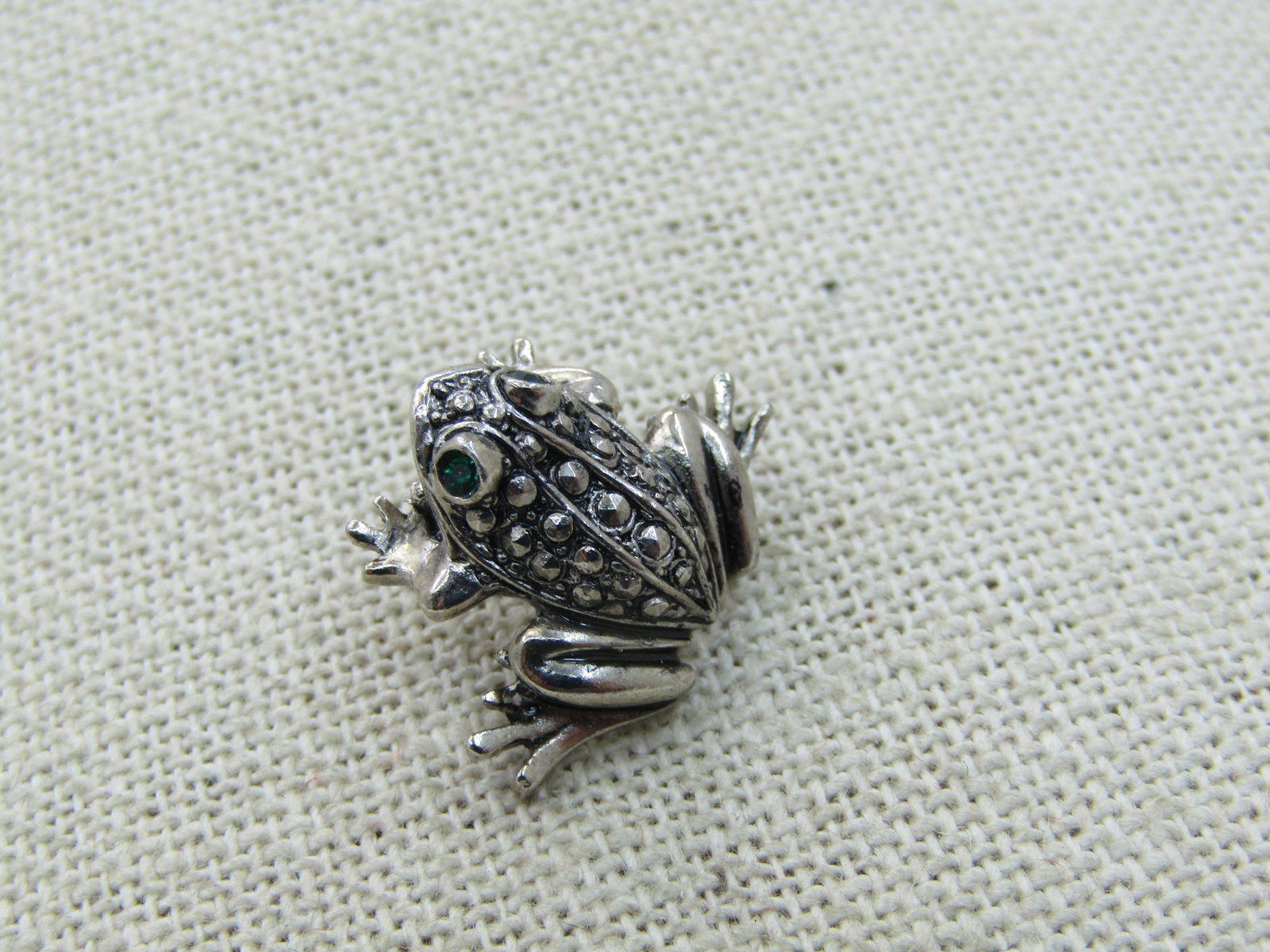 Vintage Avon Faux Marcasite Frog Tack Pin, Silver Tone .75" - 6