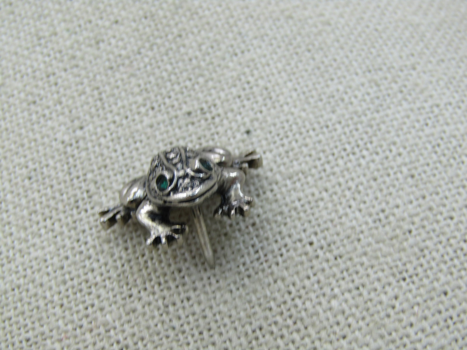 Vintage Avon Faux Marcasite Frog Tack Pin, Silver Tone .75" - 7