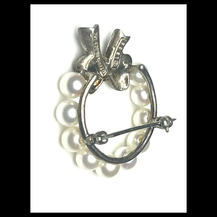 Estate 1989 Tiffany & Co Pearl Bow Wreath Brooch/Pin - 4