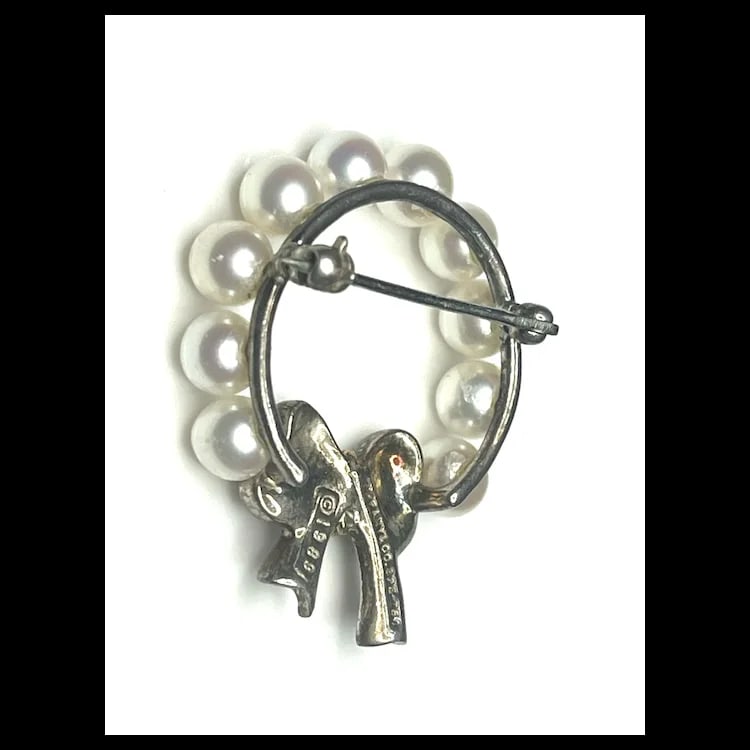 Estate 1989 Tiffany & Co Pearl Bow Wreath Brooch/Pin - 5