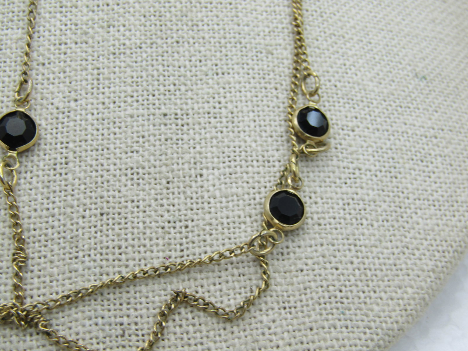 Vintage Sarah Coventry Black Bezel Glass Stone Necklace, 46" - 4