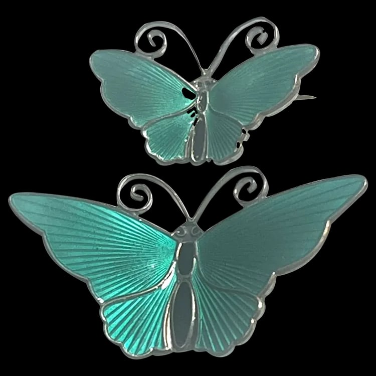 Vintage David Andersen Norway Sterling Silver and Enamel Butterfly Brooches (1 of 6)