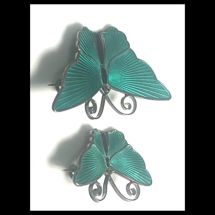 Vintage David Andersen Norway Sterling Silver and Enamel Butterfly Brooches - 4