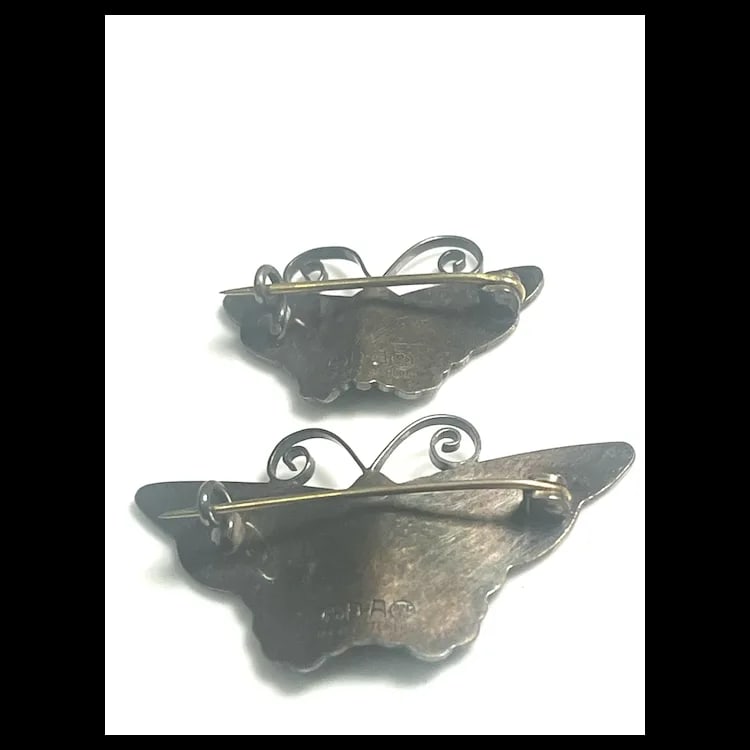 Vintage David Andersen Norway Sterling Silver and Enamel Butterfly Brooches - 5