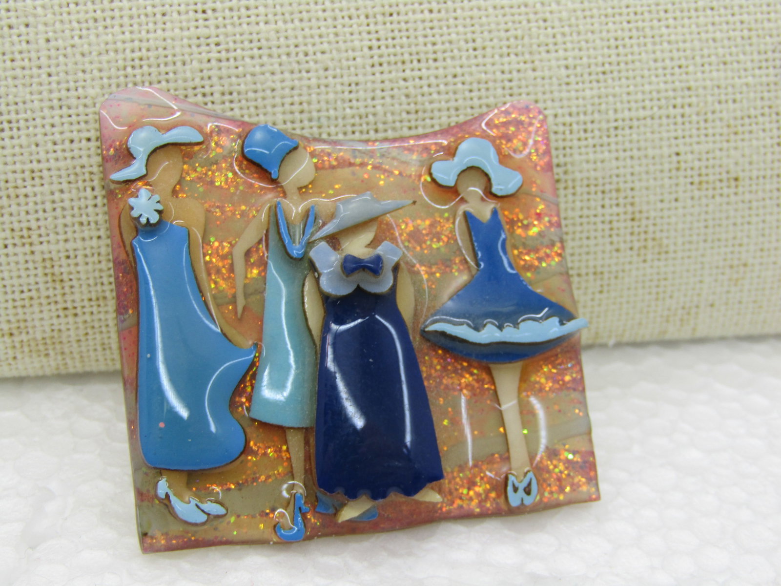 Lucinda's Woman Glittered Enameled Fashion Pin, 2" - 2