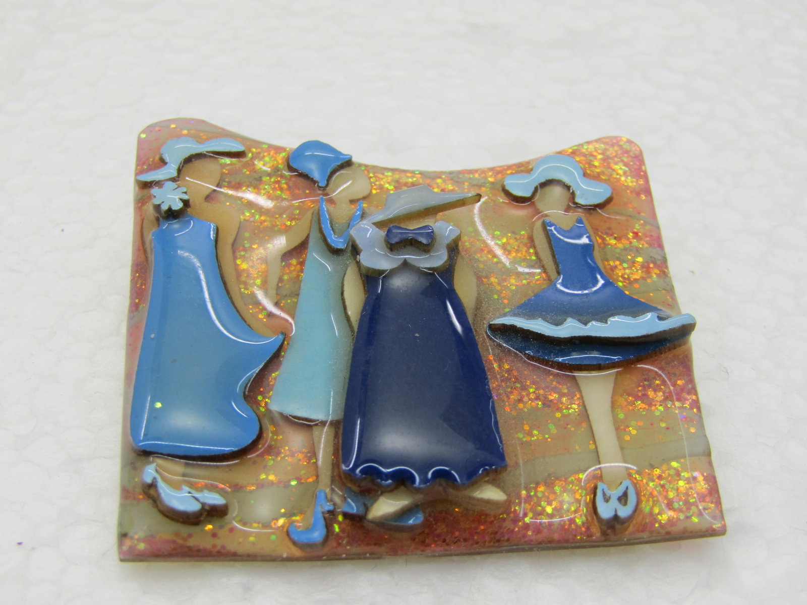 Lucinda's Woman Glittered Enameled Fashion Pin, 2" - 3