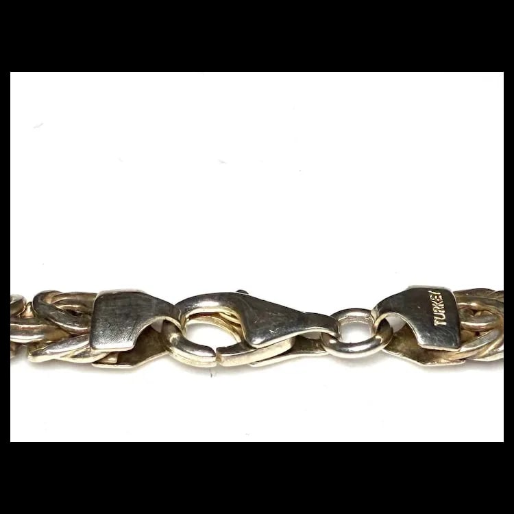 Vintage Sterling Silver Graduated Byzantine Chain Necklace - 4