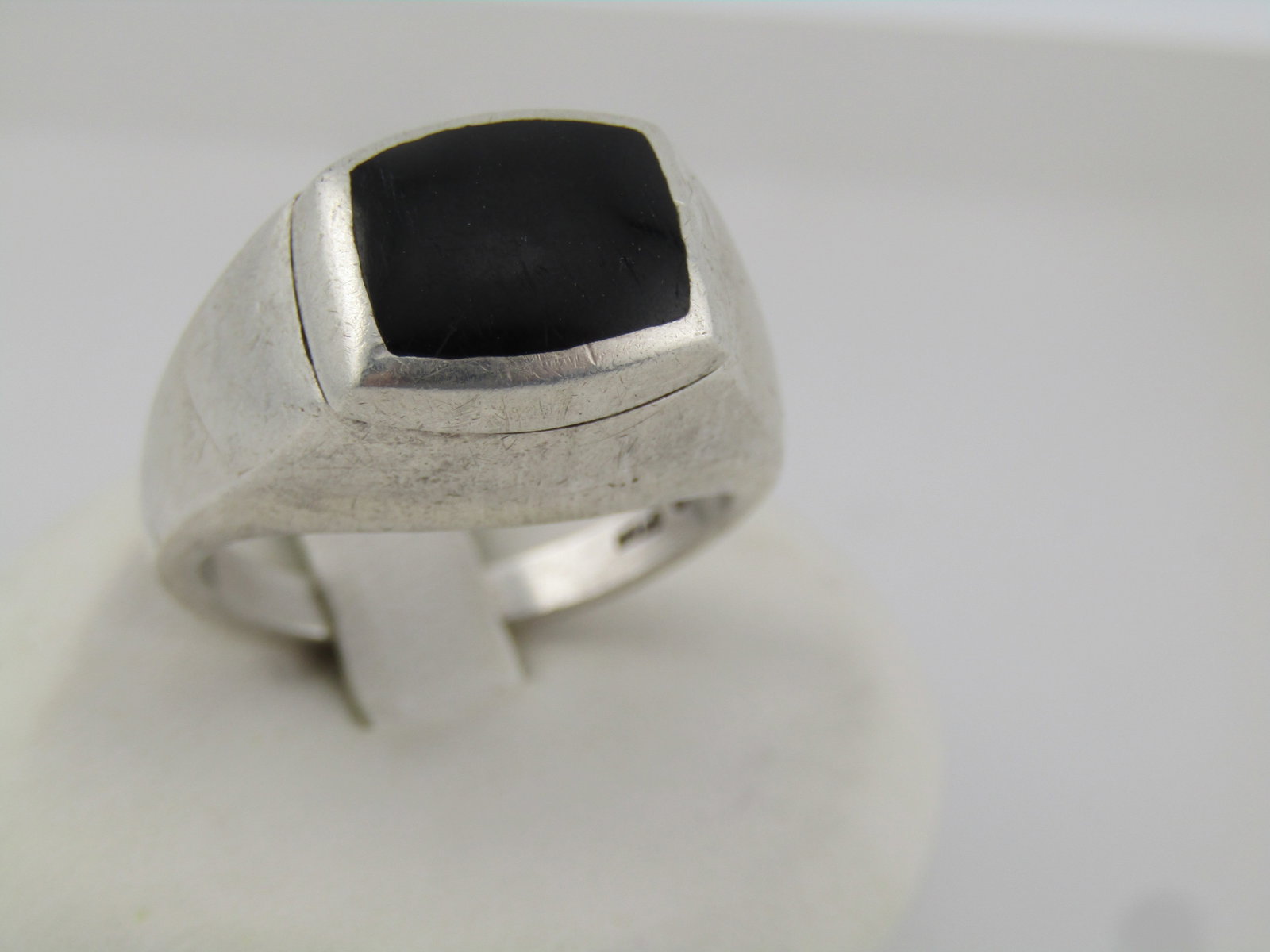 Vintage Sterling Black Stone Men's Ring, Sz. 10.5, 1980's (1 of 7)