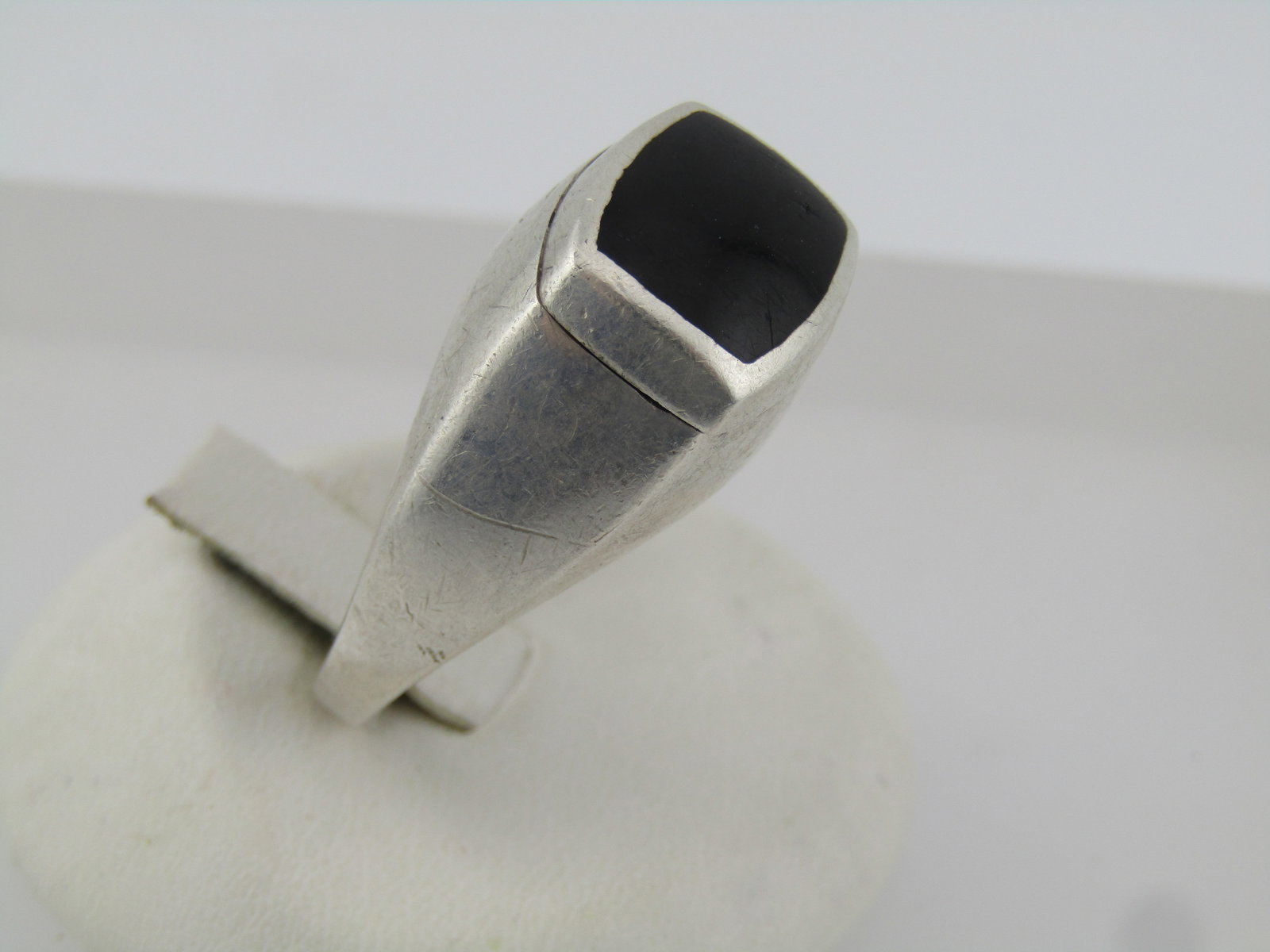 Vintage Sterling Black Stone Men's Ring, Sz. 10.5, 1980's - 3