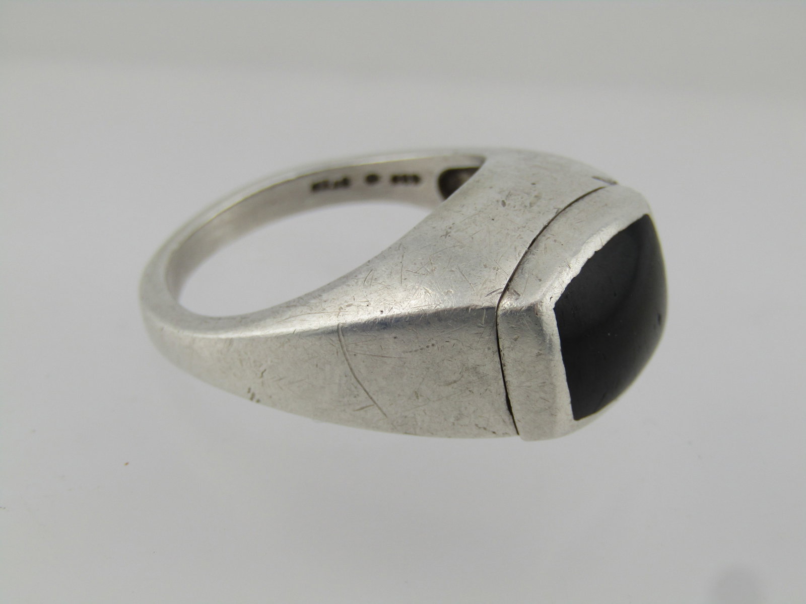 Vintage Sterling Black Stone Men's Ring, Sz. 10.5, 1980's - 4