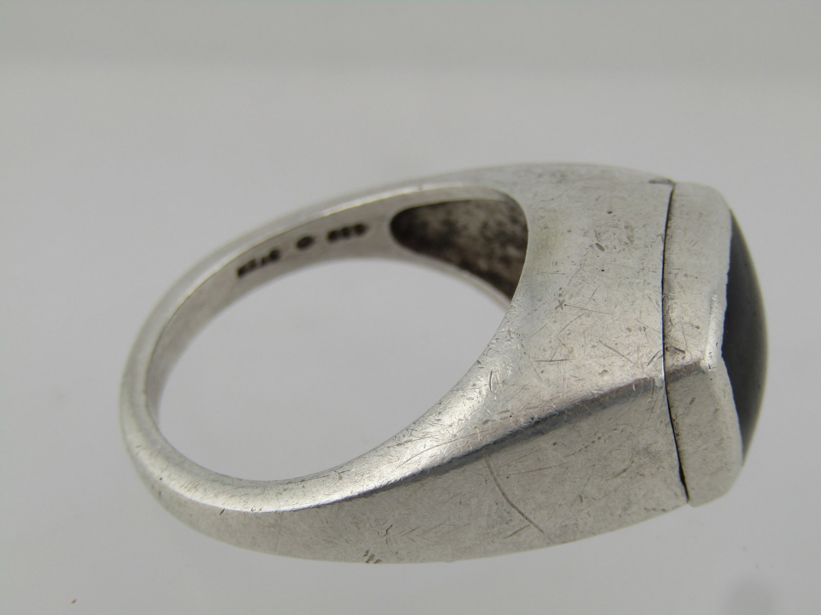Vintage Sterling Black Stone Men's Ring, Sz. 10.5, 1980's - 5