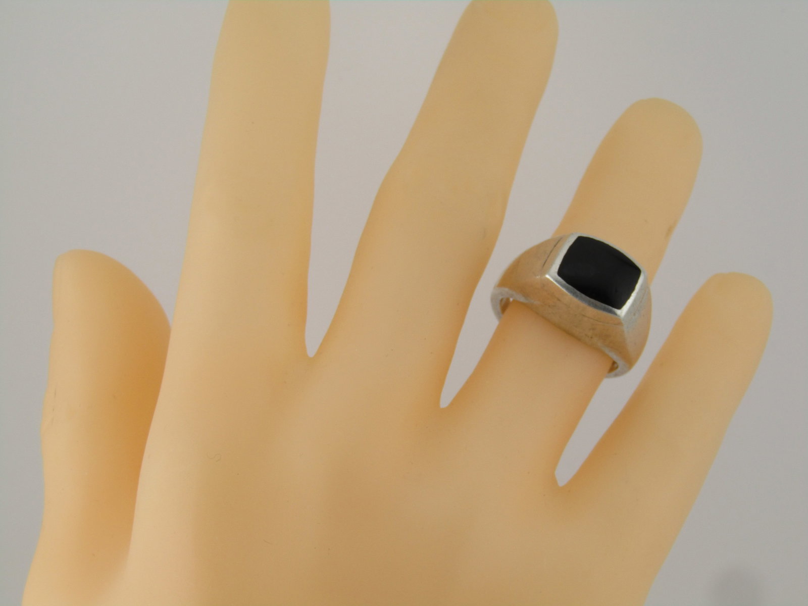 Vintage Sterling Black Stone Men's Ring, Sz. 10.5, 1980's - 7