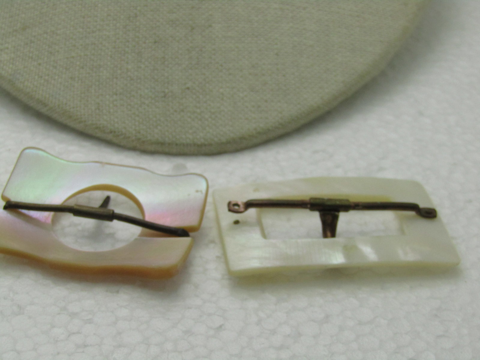 Vintage Early 1900's Mother-of-Pearl Buckles, Domed - 4
