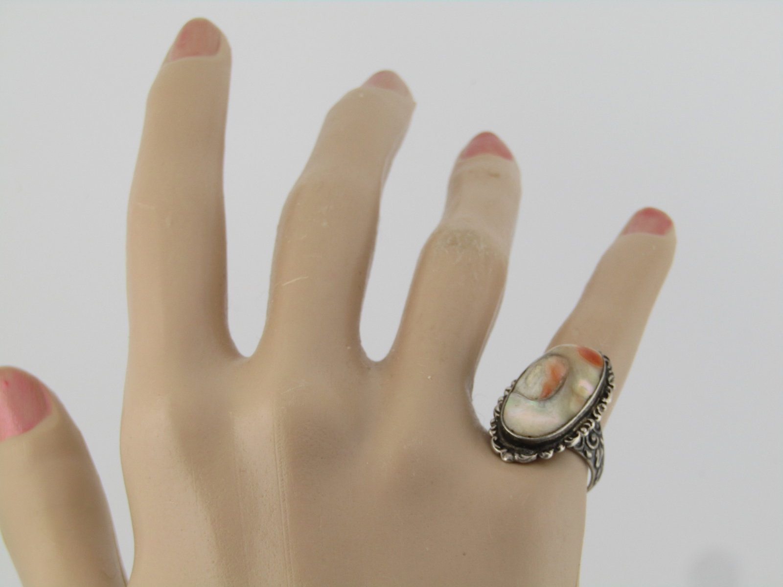 Vintage Sterling Blister Pearl Ring, Sz. 6.25, 1940's-1950's, - 6