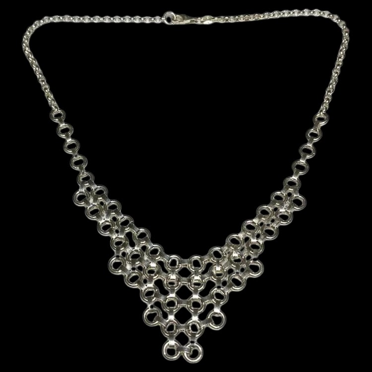 Estate Italian Sterling Silver Chainmail Bib Necklace (1 of 5)