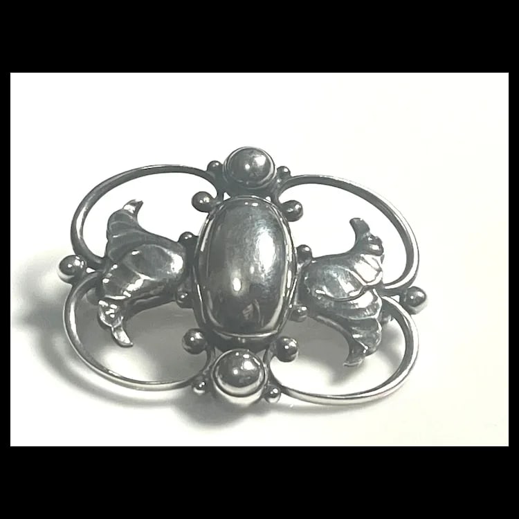 Georg Jensen Art Nouveau Sterling Silver Floral Brooch #236B - 4