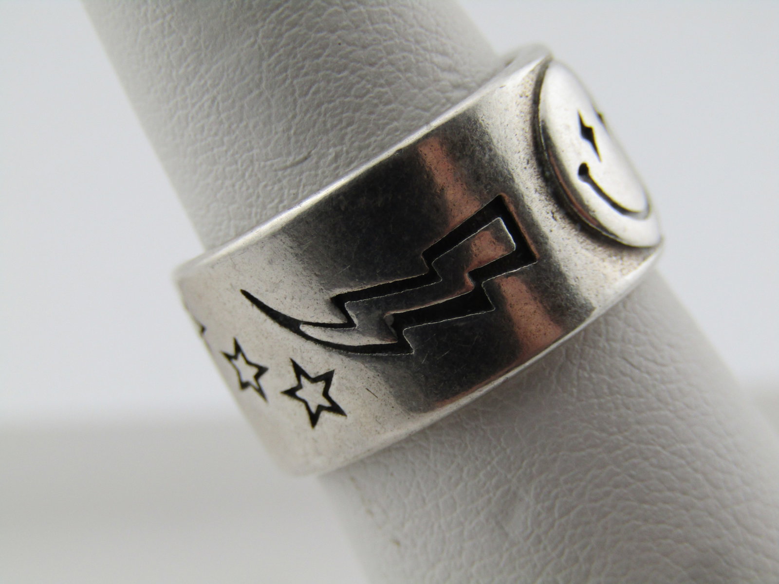 Silver Smile, Lightening, Stars Ring, Size 6, 1990's - 3