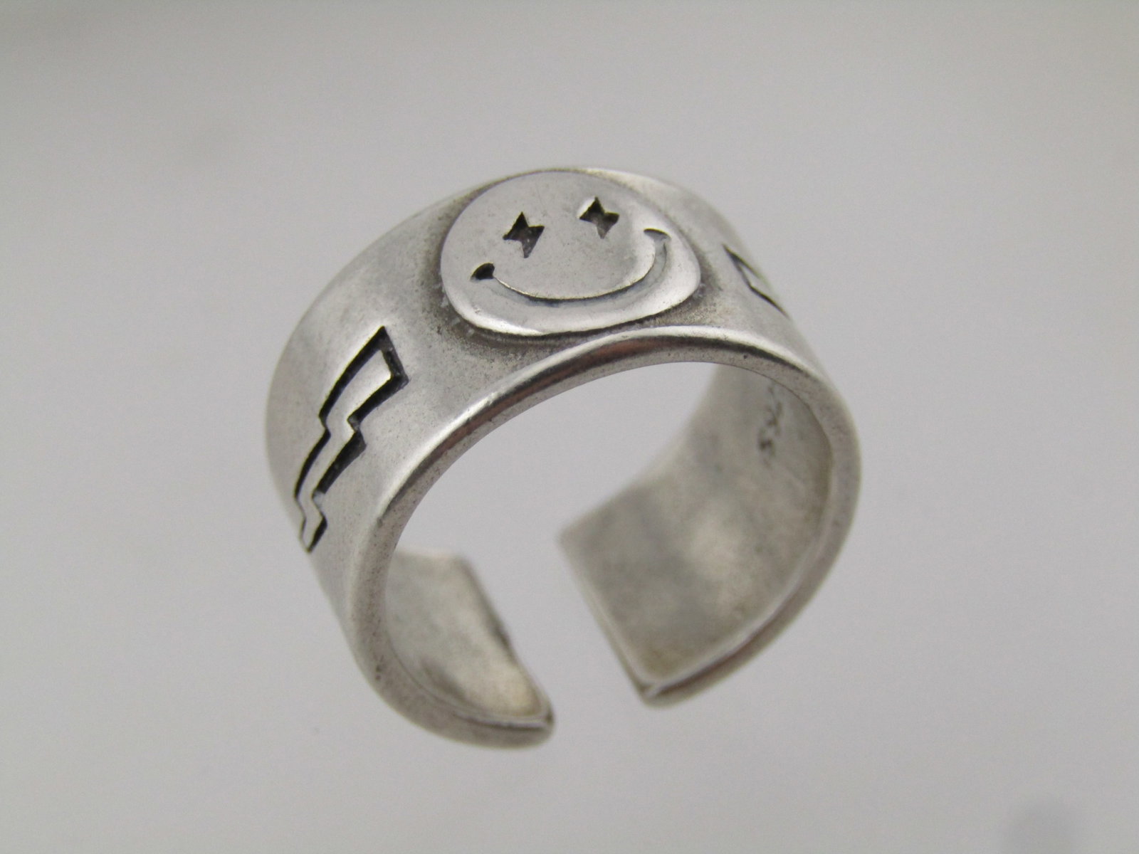 Silver Smile, Lightening, Stars Ring, Size 6, 1990's - 5