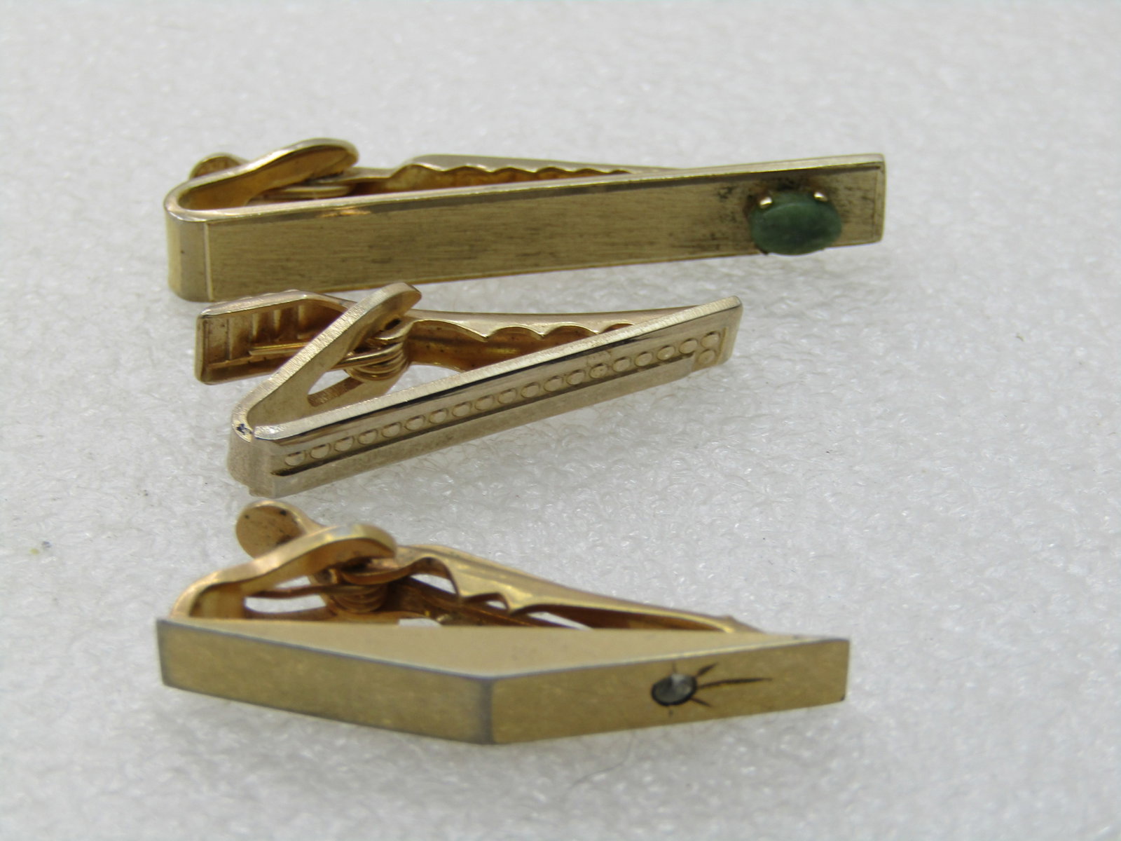Vintage 3 Tie Clasp Lot, 1960's Gold Tone, Swank, Dante - 2